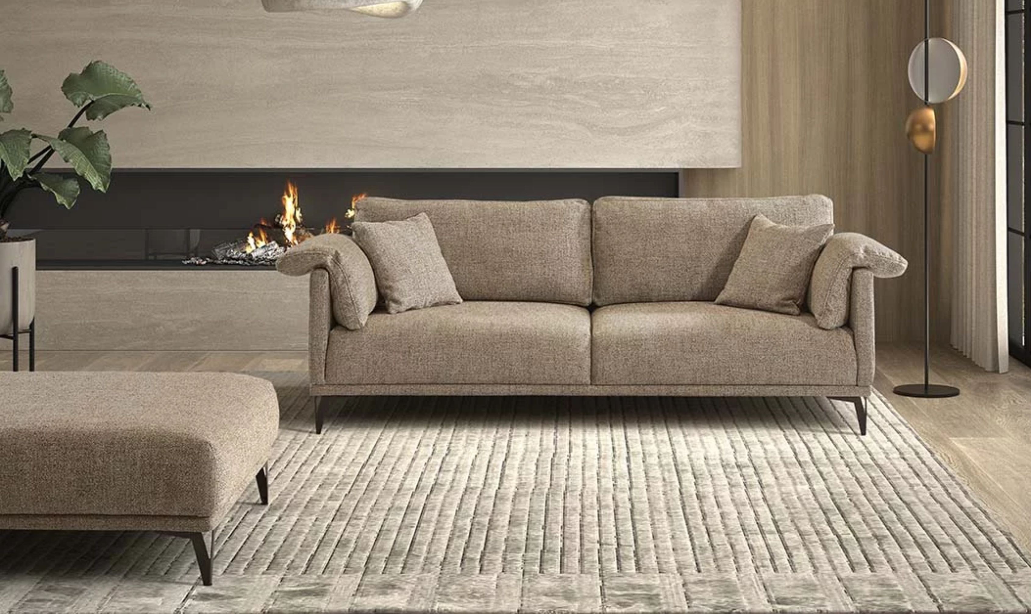 Grijze sofa in warme toonzaal